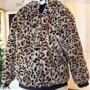 Reversible Animal Print Faux Fur Jacket